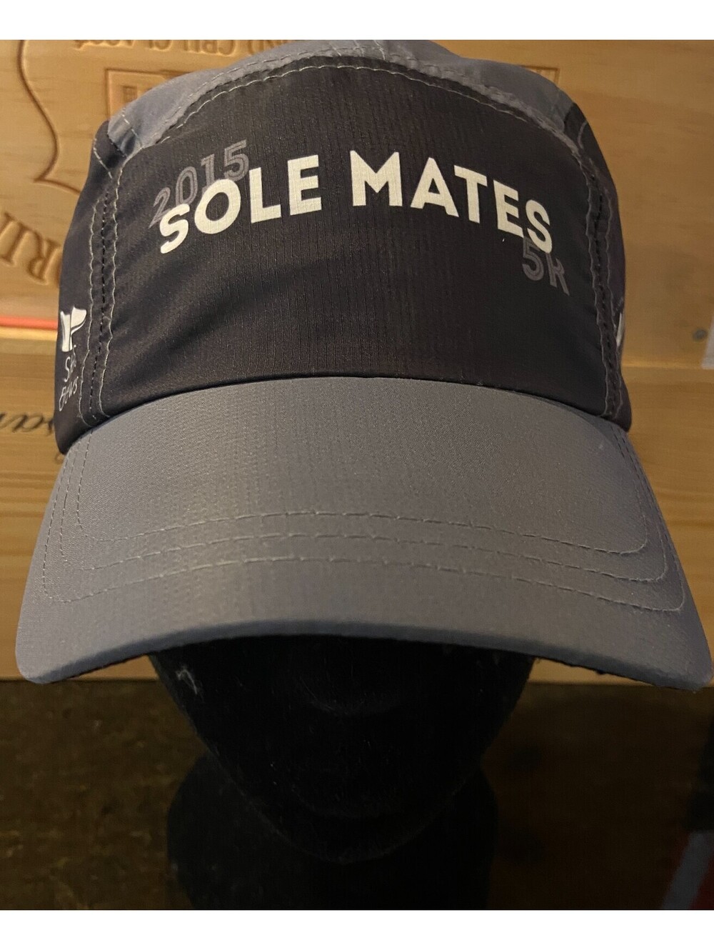 2015 SOLEMATES 5K MARATHON FINISHER HAT BLACK/GRAY STRAPBACK ADJUST LONGMONT CO